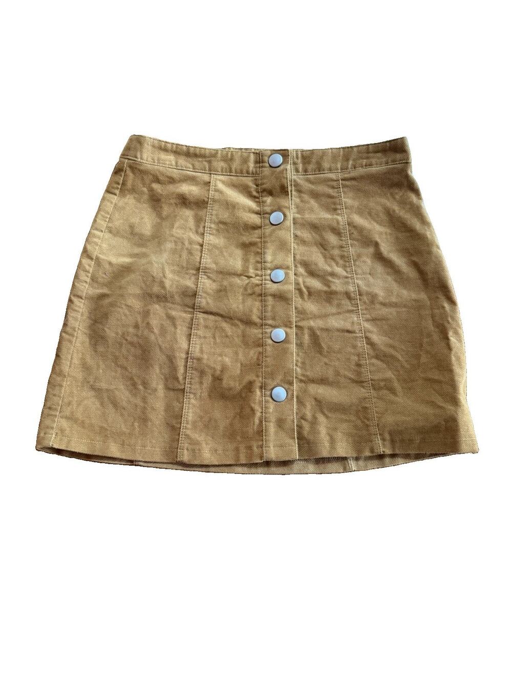 Altard State Tan Corduroy Button Front Mini Skirt Y2K Cottagecore S